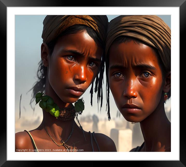 Two African young women looking dejected. Framed Mounted Print by Luigi Petro