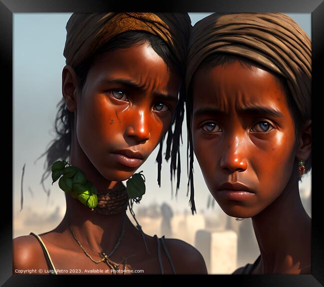 Two African young women looking dejected. Framed Print by Luigi Petro
