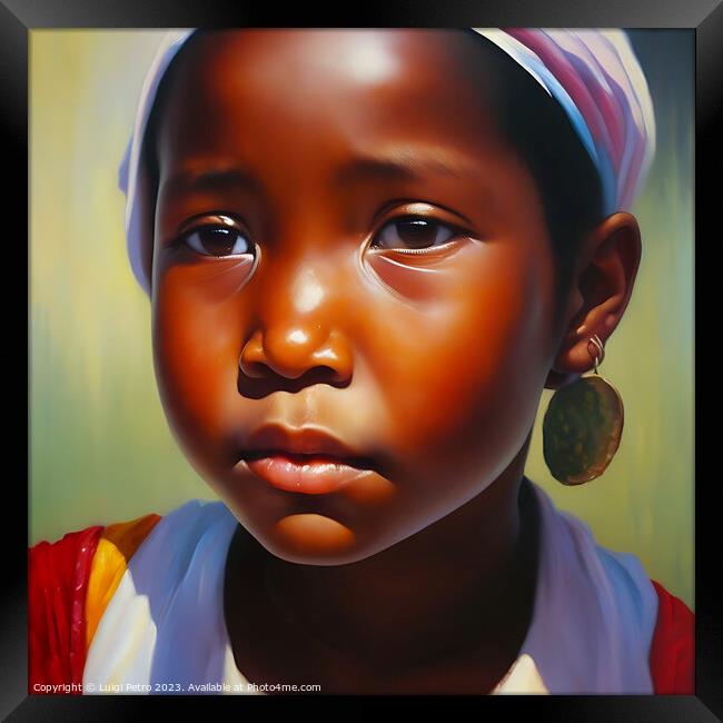 Young African girl looking dejected. Framed Print by Luigi Petro