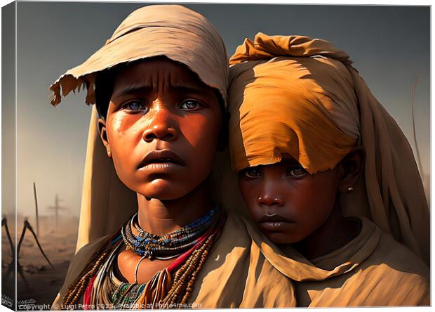 Two African children looking dejected. Canvas Print by Luigi Petro