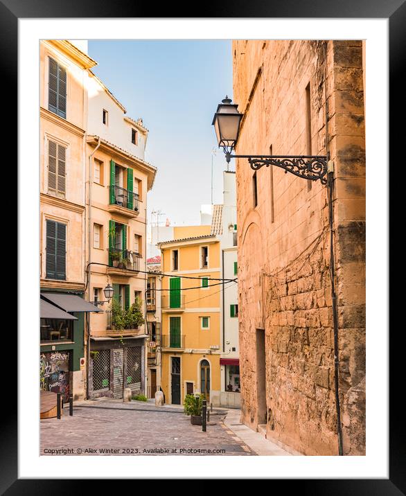 Street in the old town of Palma de Mallorca, Spain Framed Mounted Print by Alex Winter