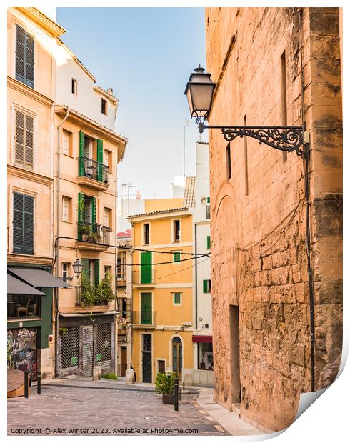 Street in the old town of Palma de Mallorca, Spain Print by Alex Winter