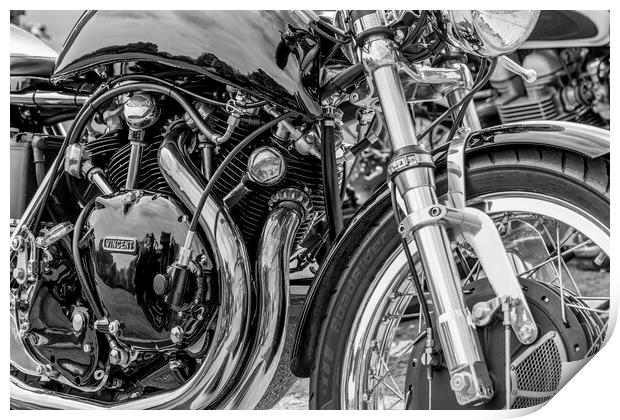 Vincent Motorcycle Black and White Print by Tim Hill