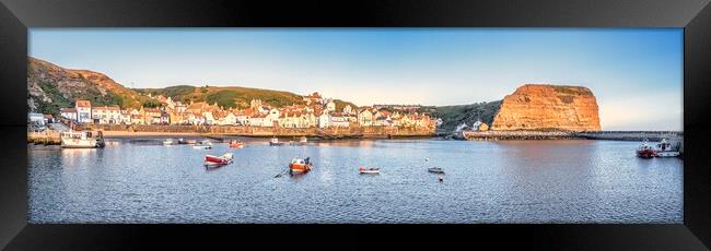 Staithes Harbour Panoramic Framed Print by Tim Hill