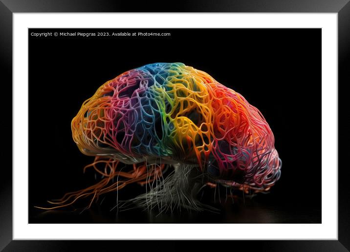 A representation of neuroplasticity the human brain created with Framed Mounted Print by Michael Piepgras