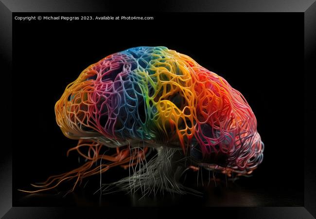 A representation of neuroplasticity the human brain created with Framed Print by Michael Piepgras