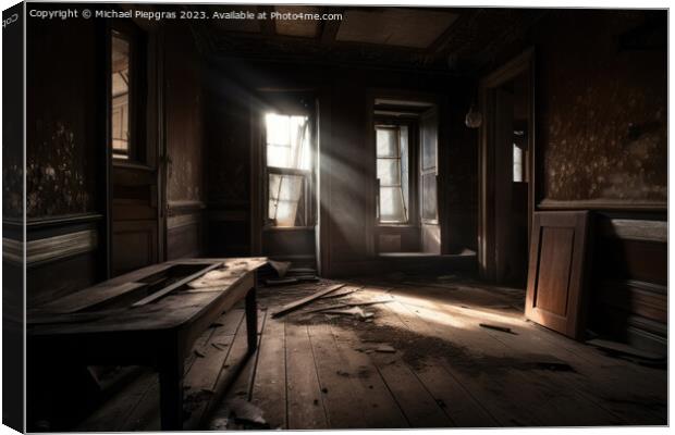 An abandoned House viewed from a room inside created with genera Canvas Print by Michael Piepgras