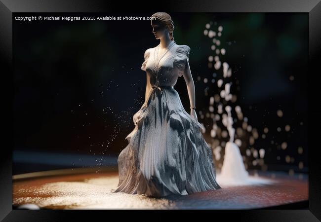 An Elegant Dress Made of wild Water on a Mannequin created with  Framed Print by Michael Piepgras