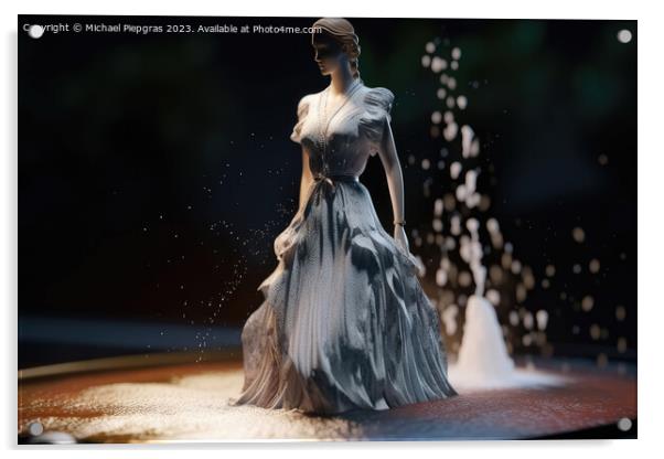 An Elegant Dress Made of wild Water on a Mannequin created with  Acrylic by Michael Piepgras