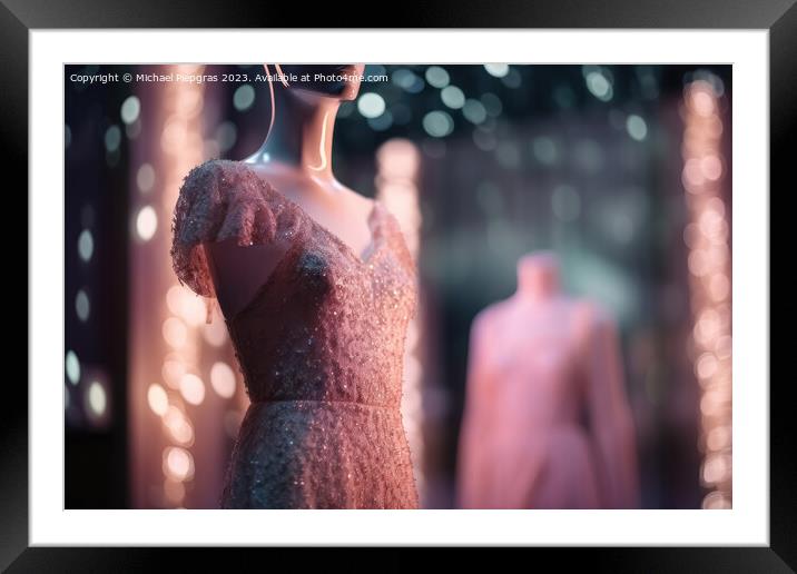 An innovative Elegant Dress made of candyfloss on a Mannequin wi Framed Mounted Print by Michael Piepgras