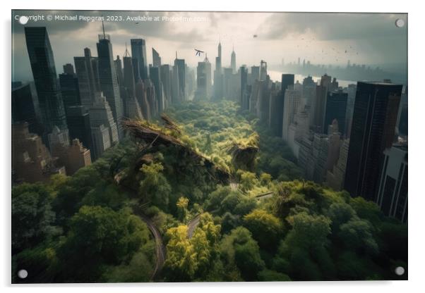 Nature reconquers a big city created with generative AI technolo Acrylic by Michael Piepgras