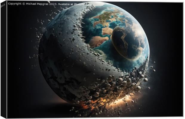 Planet Earth on a collision course with population growth create Canvas Print by Michael Piepgras