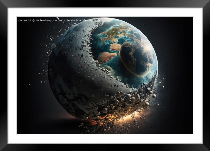 Planet Earth on a collision course with population growth create Framed Mounted Print by Michael Piepgras