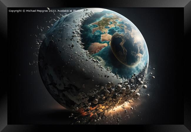 Planet Earth on a collision course with population growth create Framed Print by Michael Piepgras