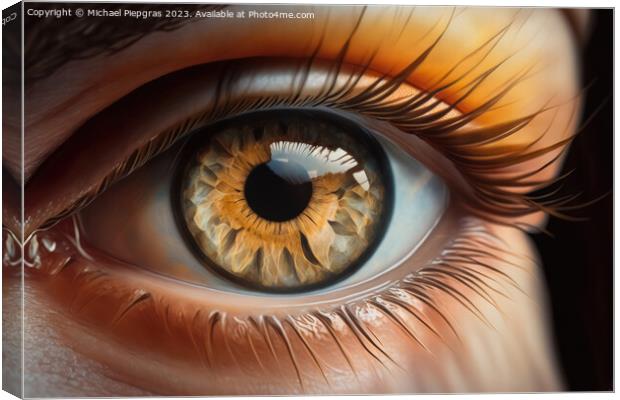 Close up of a female eye in steampunk style created with generat Canvas Print by Michael Piepgras