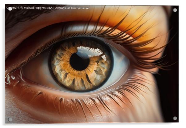 Close up of a female eye in steampunk style created with generat Acrylic by Michael Piepgras