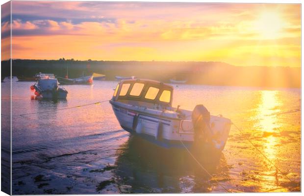 Golden Sunrise at Historic Staithes Harbour Canvas Print by Tim Hill