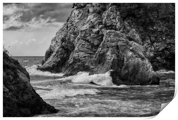 Adriatic Sea Coast In Black And White Print by Artur Bogacki