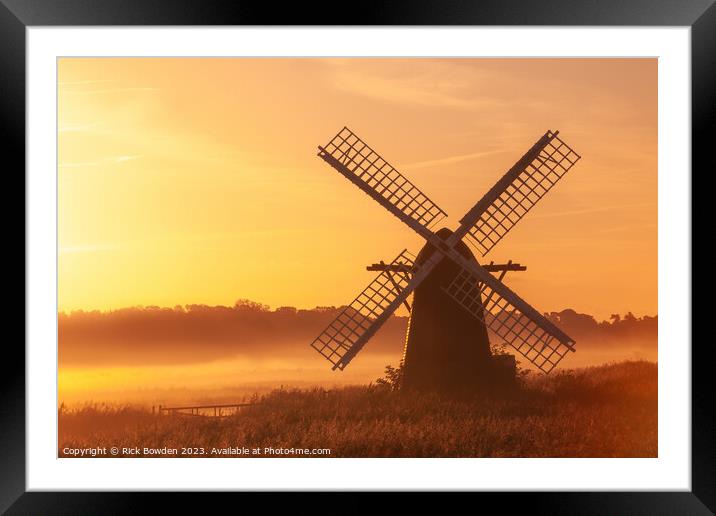 Misty Morning at Herringfleet Mill Framed Mounted Print by Rick Bowden