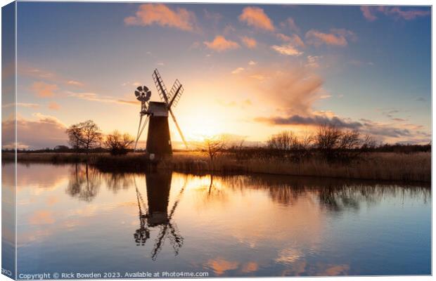 Norfolk Mill At Sunset Canvas Print by Rick Bowden