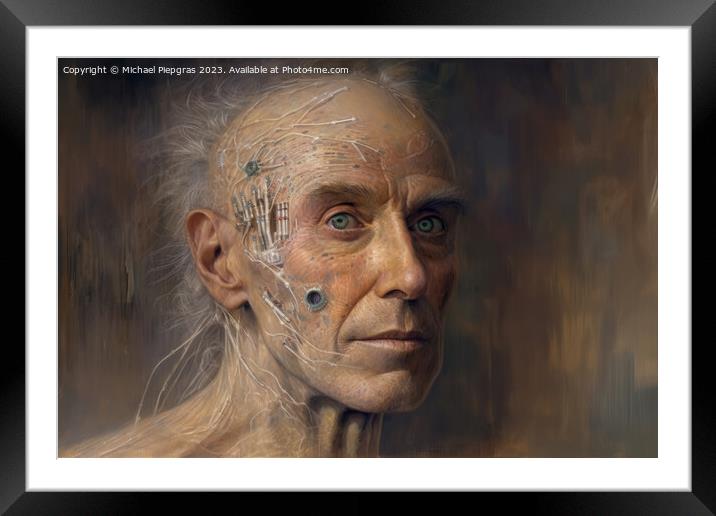 A male human 500 years in the future created with generative AI  Framed Mounted Print by Michael Piepgras