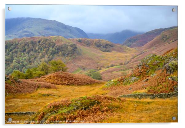Cumbrian Fells in Autumn Acrylic by Darrell Evans