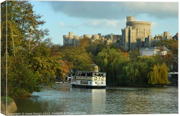 Windsor Castle and Boat on the Thames Canvas Print by Kasia Design