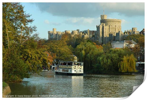 Windsor Castle and Boat on the Thames Print by Kasia Design