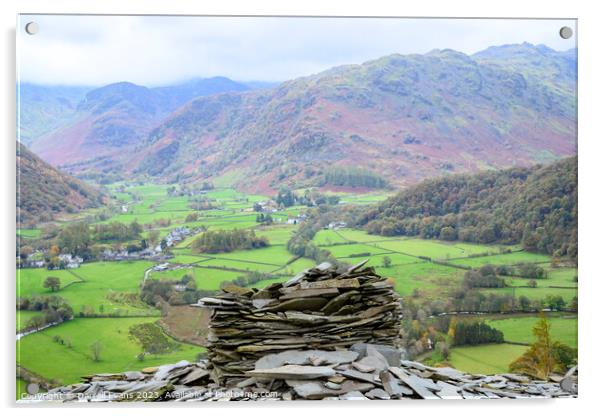 Borrowdale from Castle Crag Acrylic by Darrell Evans