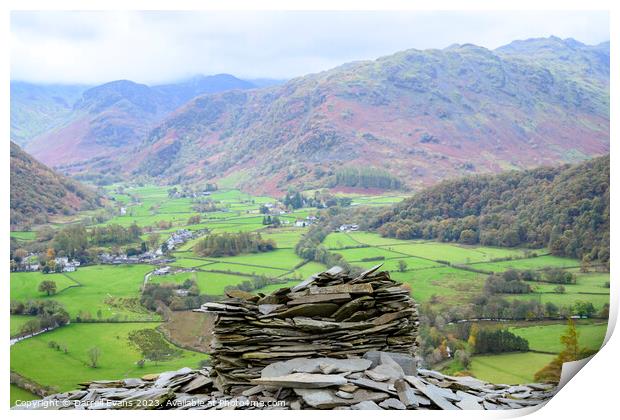Borrowdale from Castle Crag Print by Darrell Evans