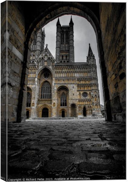 Lincoln Cathedral - through the Arch Canvas Print by Richard Perks
