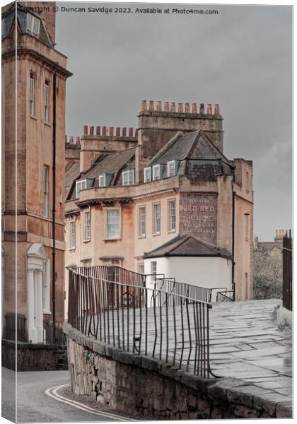 Julian Road Bath and the Old Red House sign  Canvas Print by Duncan Savidge