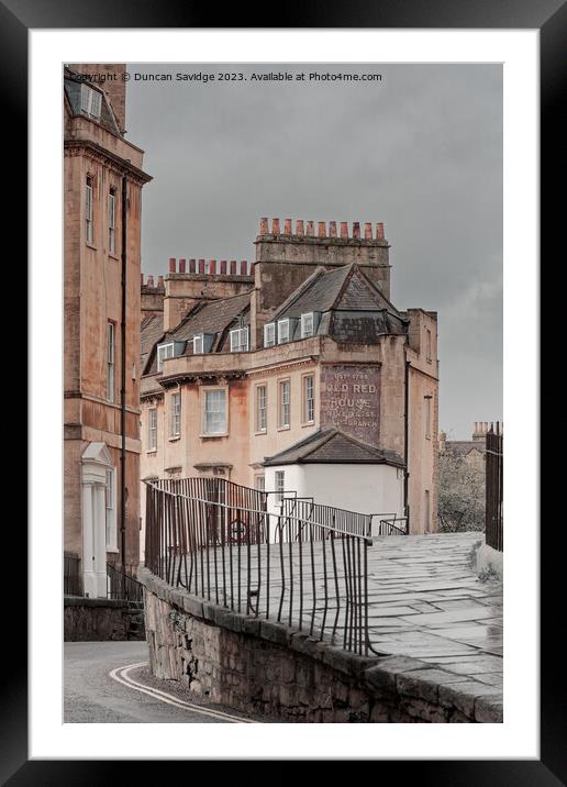 Julian Road Bath and the Old Red House sign  Framed Mounted Print by Duncan Savidge