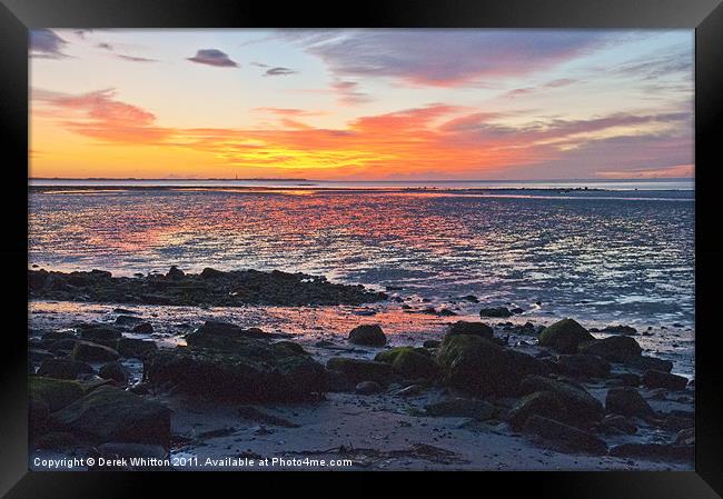 Balmossie Beach Sunrise Framed Print by Derek Whitton