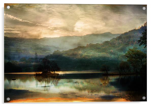 Daybreak in the Lakes Acrylic by Irene Burdell