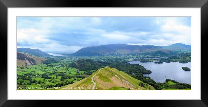 Catbells Pano Framed Mounted Print by Darrell Evans