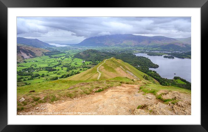 Top of Catbells Framed Mounted Print by Darrell Evans