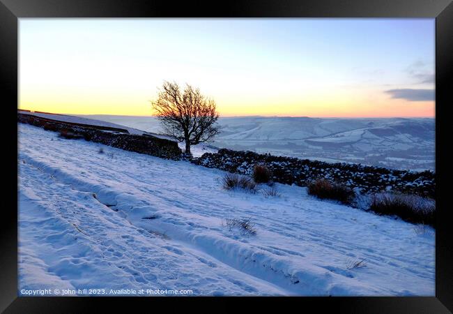 Dawn in Winter, Derbyshire, UK. Framed Print by john hill