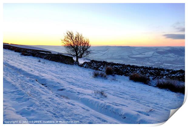 Dawn in Winter, Derbyshire, UK. Print by john hill