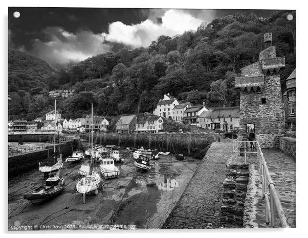 Lynmouth Harbour Acrylic by Chris Rose
