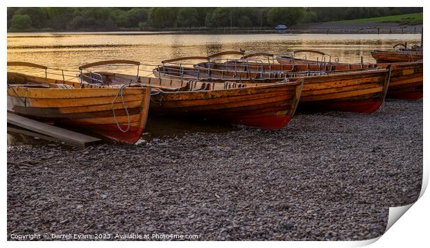 Rowing boats on Derwent Print by Darrell Evans
