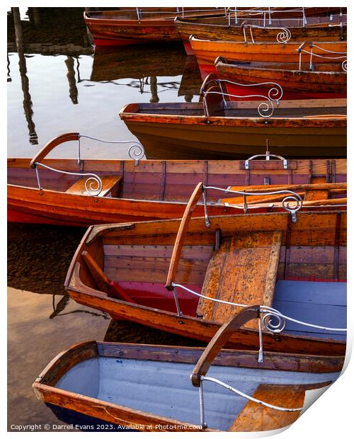 Derwentwater Boats Print by Darrell Evans