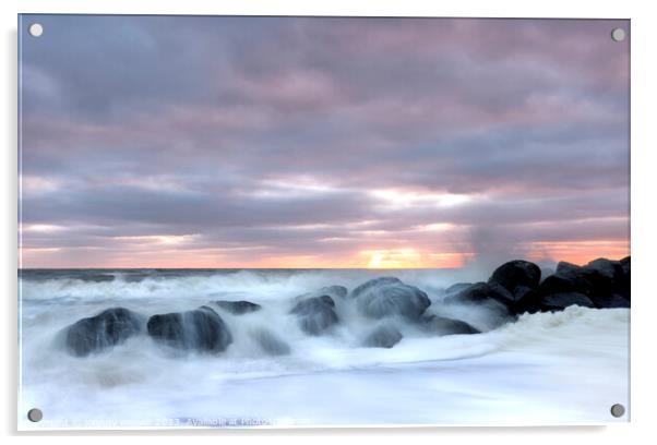 Happisburgh Norfolk Sunrise  Acrylic by johnny weaver