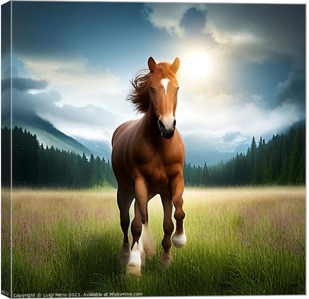 Majestic Horse Galloping Canvas Print by Luigi Petro