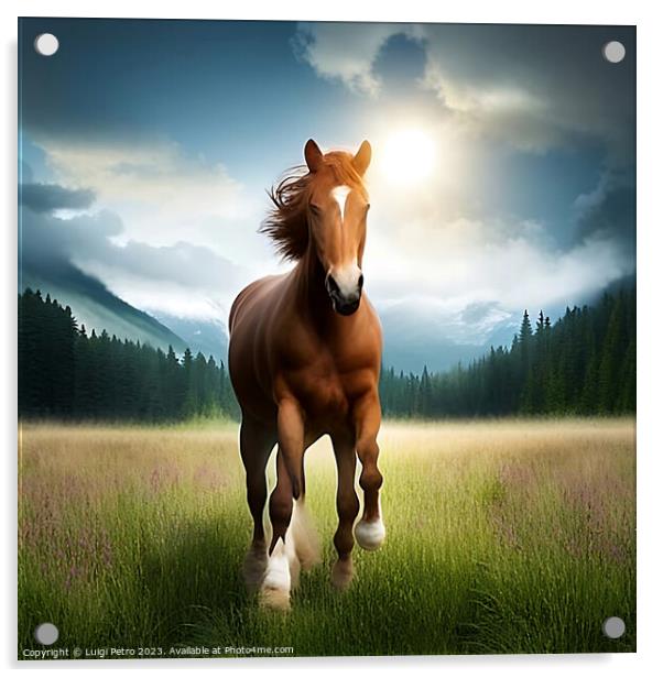 Majestic Horse Galloping Acrylic by Luigi Petro