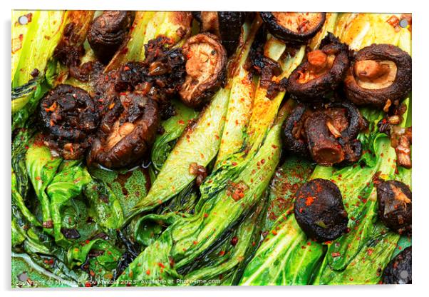 Fried chinese cabbage pak choi Acrylic by Mykola Lunov Mykola