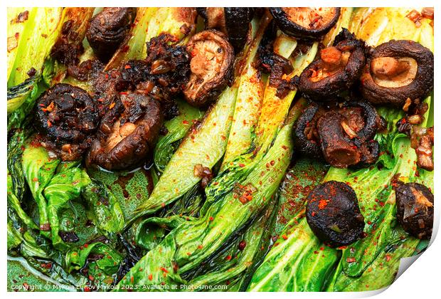 Fried chinese cabbage pak choi Print by Mykola Lunov Mykola