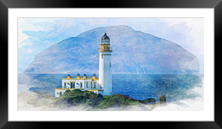 Turnberry lighthouse and Ailsa Craig seascape Framed Mounted Print by Allan Durward Photography