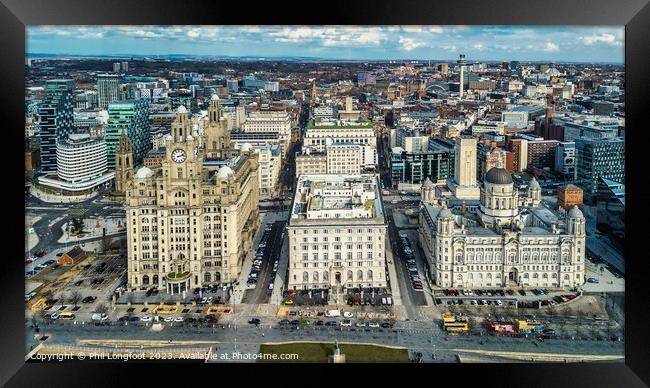 View of Liverpool Cityscape from River Mersey Framed Print by Phil Longfoot