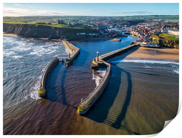 Whitby Harbour Entrance from Above Print by Tim Hill